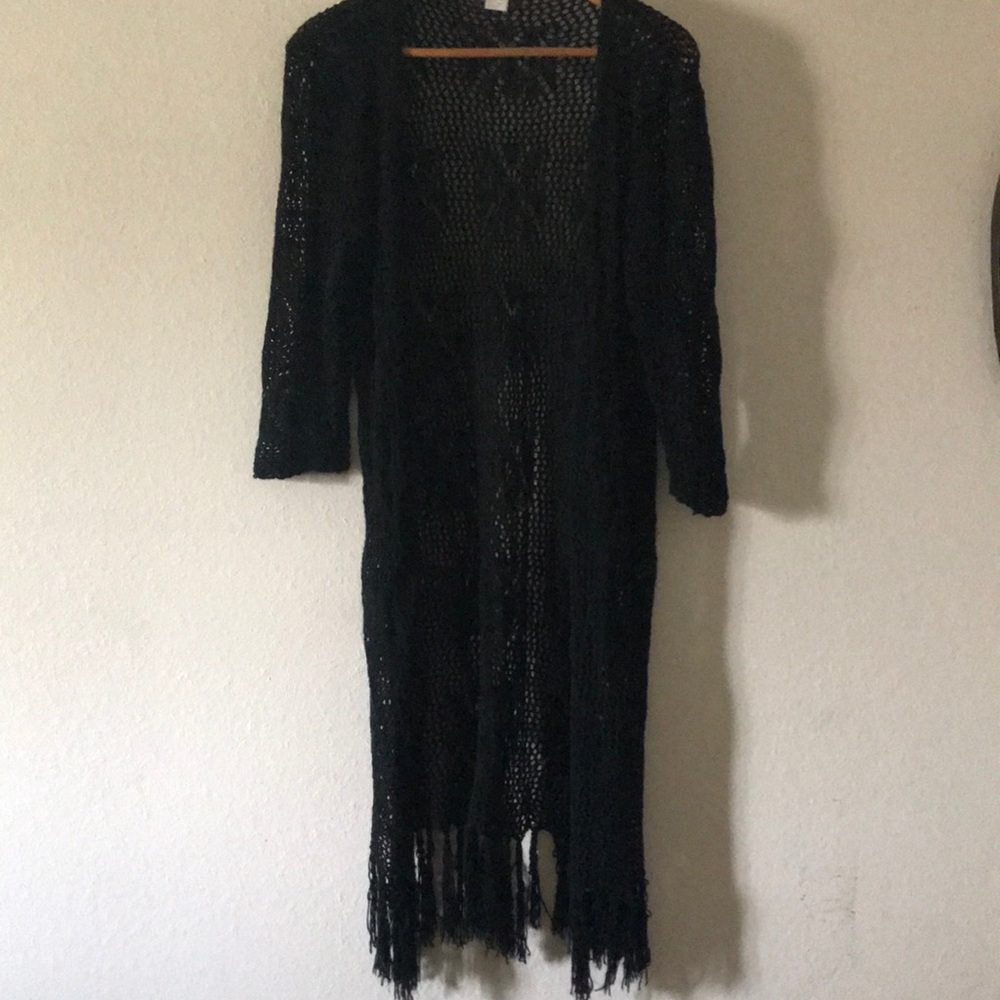 Long crochet kimono